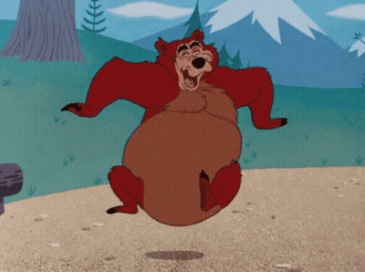 Cartoon Bear Jumping In Air GIF