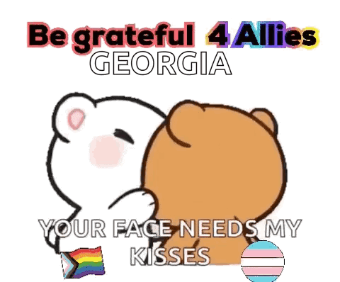 Cartoon Bear Kissing Another Be Grateful GIF