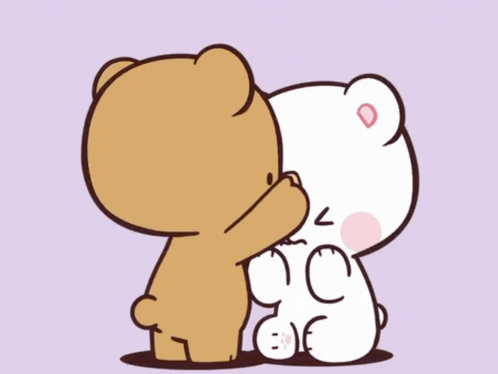 Cartoon Bear Kissing White Bear GIF