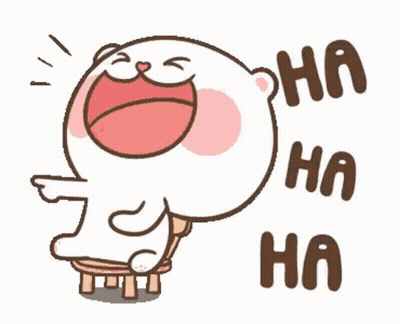 Cartoon Bear Laughing On Stool GIF