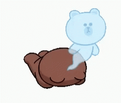Cartoon Bear Laying On Brown Bear's Back GIF