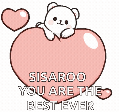 Cartoon Bear Laying On Pink Heart Saying Sisaroo You Are The Best Ever GIF