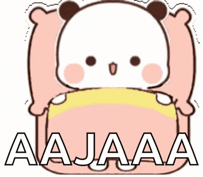 Cartoon Bear Laying On Pink Pillow With Aajaa GIF