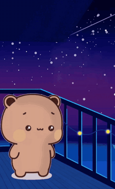 Cartoon Bear Looking At Stars GIF