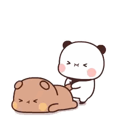 Cartoon Bear Lying Down With Running Bear Sticker