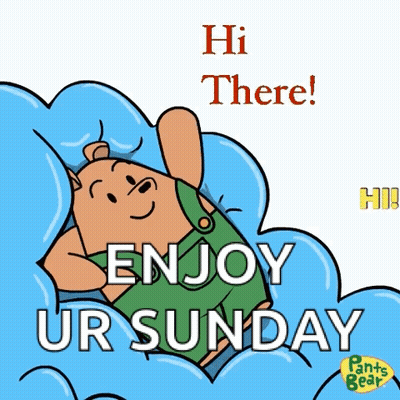 Cartoon Bear Lying In Clouds Enjoying Sunday GIF
