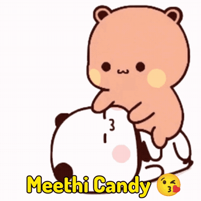 Cartoon Bear Lying On Another With Meethi Candy GIF