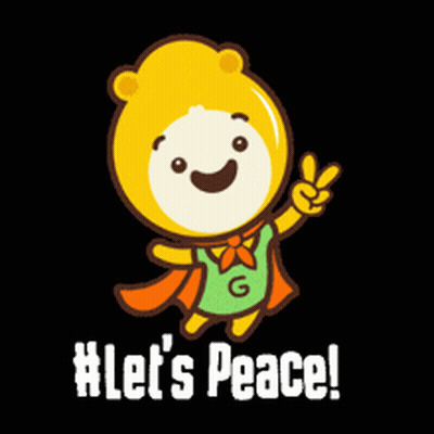 Cartoon Bear Peace Sign Let's Peace GIF
