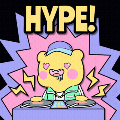 Cartoon Bear Playing Records Hype GIF