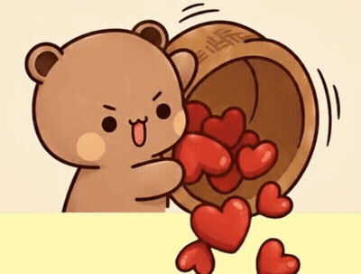 Cartoon Bear Pouring Hearts From Bucket GIF