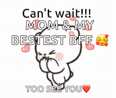 Cartoon Bear Saying Can't Wait to See Mom and Best Friend