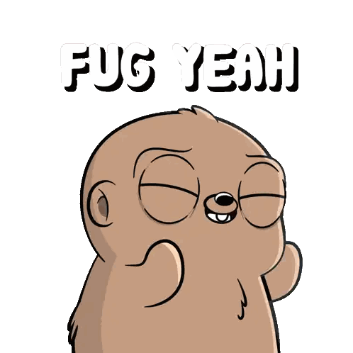 Cartoon Bear Saying Fug Yeah Sticker