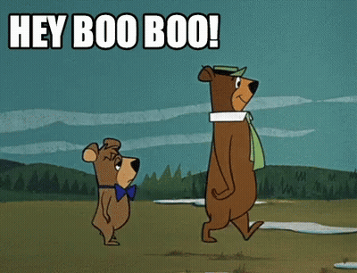 Cartoon Bear Saying Hey Boo Boo With Another Bear GIF