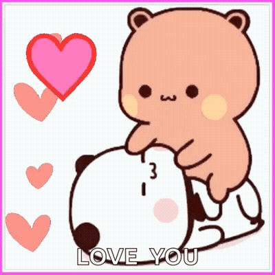 Cartoon Bear Saying I Love Love You GIF