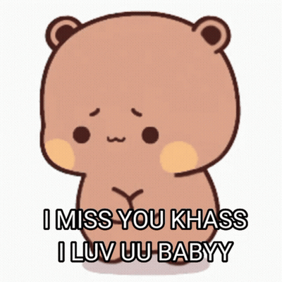 Cartoon Bear Saying I Miss You Khass I Luv Uu Babyy GIF