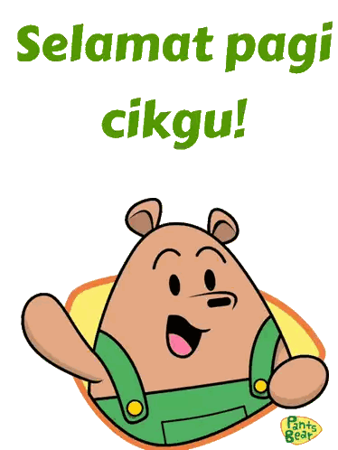 Cartoon Bear Saying Selamat Pagi Cikgu Sticker