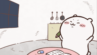 Cartoon Bear Sitting At Table Writing In Notebook GIF