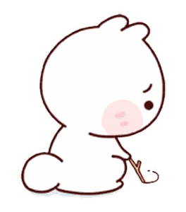 Cartoon Bear Sitting Holding Stick Sticker
