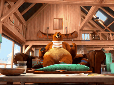 Cartoon Bear Sitting On Couch GIF