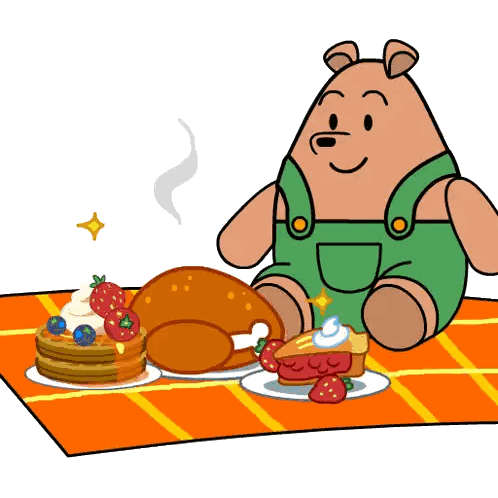 Cartoon Bear Sitting On Picnic Blanket Sticker