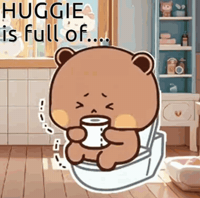 Cartoon Bear Sitting On Toilet GIF