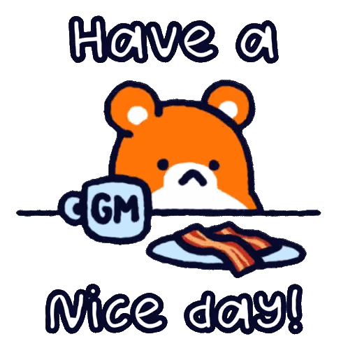 Cartoon Bear Sitting With Bacon And Coffee Sticker
