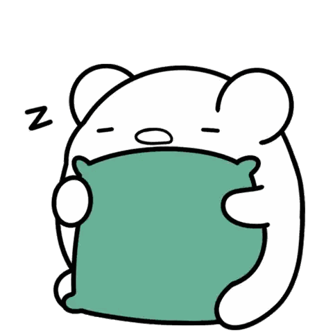 Cartoon Bear Sleeping On Green Pillow With Z Sticker