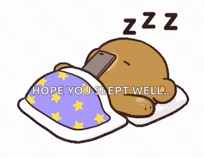 Cartoon Bear Sleeping With Phone In Mouth GIF