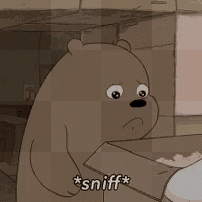 Cartoon Bear Sniffing In Kitchen GIF