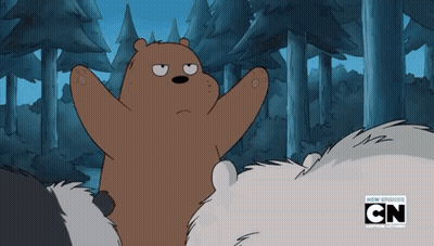 Cartoon Bear Standing In Forest With CN Logo GIF