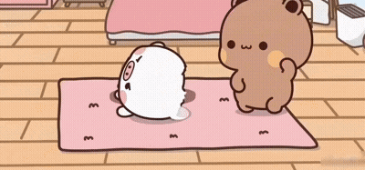 Cartoon Bear Standing Next To White Bear On Yoga Mat GIF