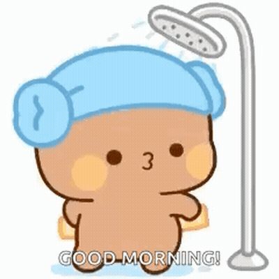 Cartoon Bear Taking Shower With Towel GIF