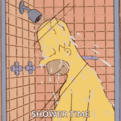 Cartoon Bear Taking Shower With Towel GIF