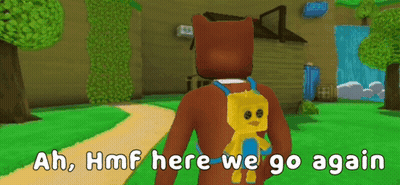 Cartoon Bear Walking With Teddy Bear GIF