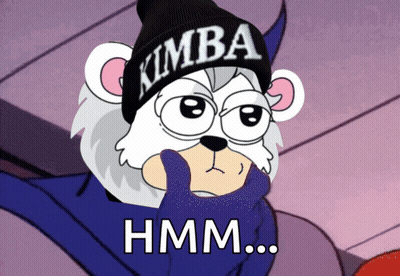 Cartoon Bear Wearing Kimba Beanie GIF