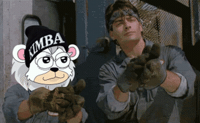Cartoon Bear Wearing Kimba Beanie GIF