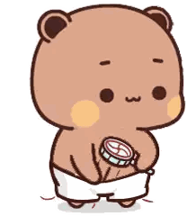 Cartoon Bear Wearing Towel Holding Compass Sticker