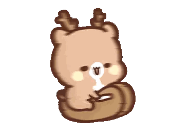 Cartoon Bear With Antlers Holding Nut Sticker