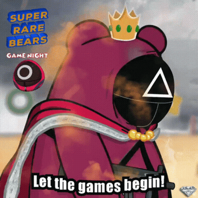 Cartoon Bear With Crown Saying Let The Games Begin GIF