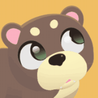 Cartoon Bear With Green Eyes And Pink Ear GIF