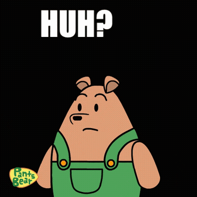 Cartoon Bear With Huh Words GIF
