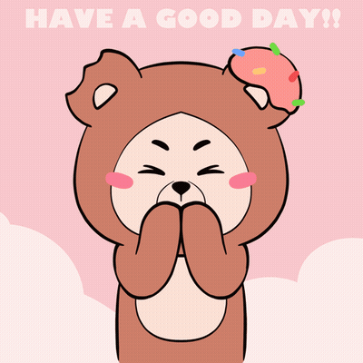 Cartoon Bear With Outstretched Arms Have A Good Day GIF