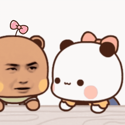 Cartoon Bear With Pink Bow Standing Next To Another Bear GIF