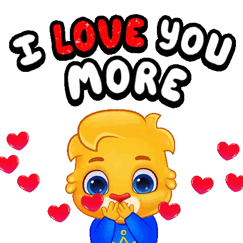 Cartoon Bear With Red Hearts I Love You More Sticker