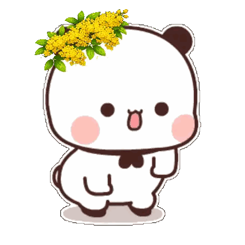 Cartoon Bear With Yellow Flower Wreath Sticker