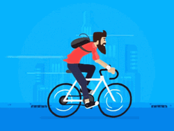 Cartoon Bearded Guy Riding Bicycle