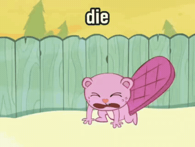 Cartoon Beaver Saying Die GIF