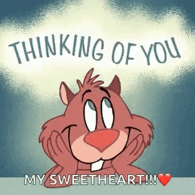 Cartoon Beaver Smiling Thinking Of You My Sweetheart GIF