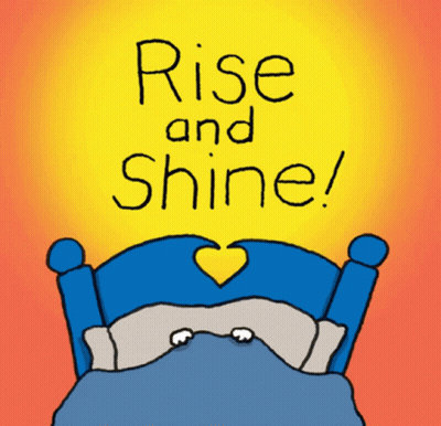 Cartoon Bed Saying Rise And Shine GIF
