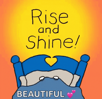 Cartoon Bed Saying Rise And Shine GIF